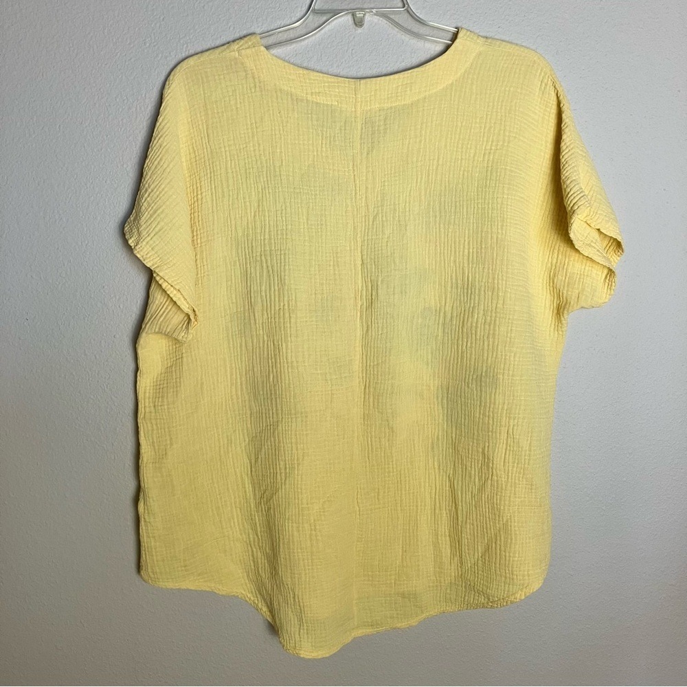 JESS & JANE Cotton Gauze Top XL Short Sleeve Floral Lagenlook Boho Spring Boho - Picture 8 of 10